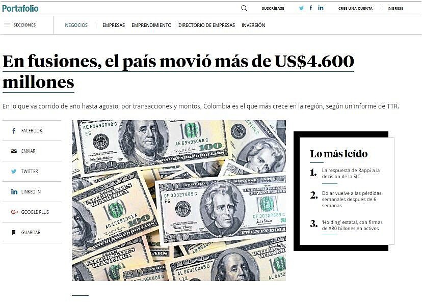 En fusiones, el pas movi ms de US$4.600 millones